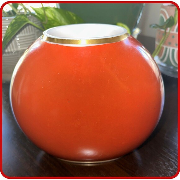 Burnt-Orange Milk Glass Vase w/ Dogwood Flower Pattern by Deluxe Inc USA - Picture 3 of 5